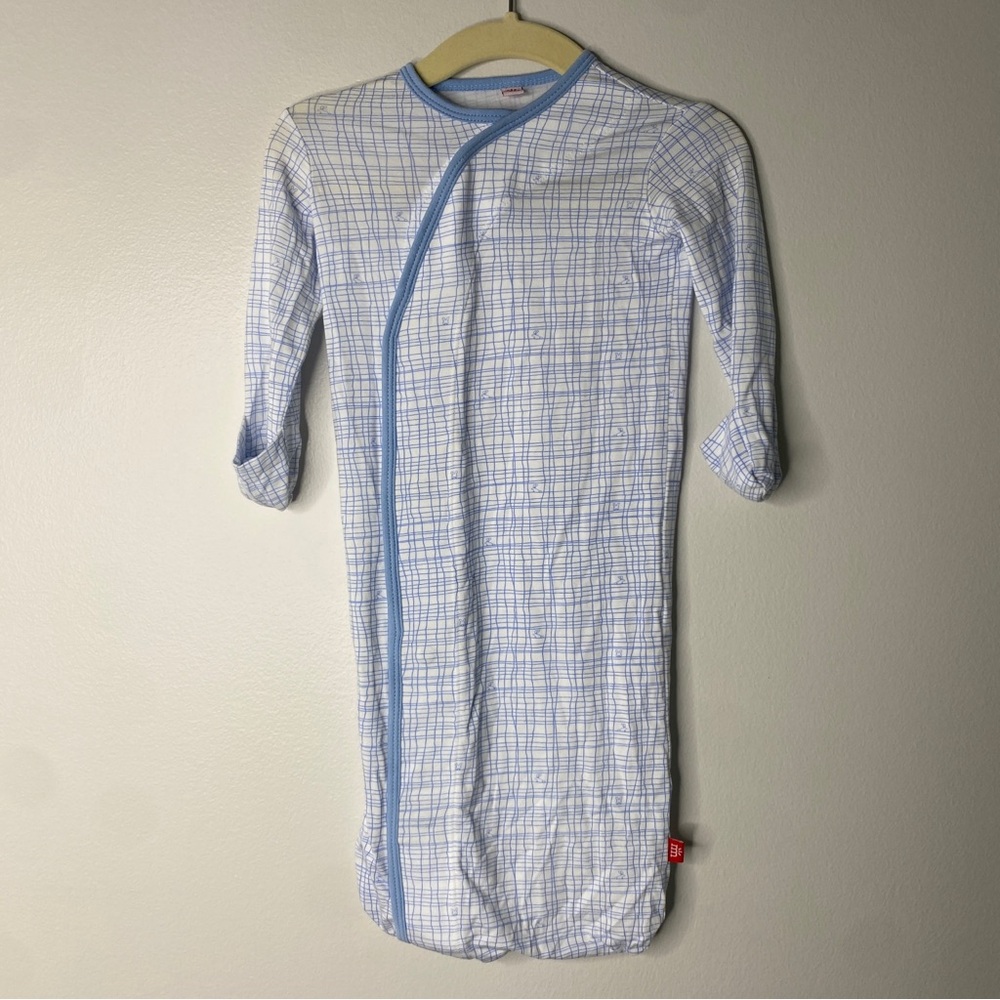 Magnetic Me Newborn Baby Infant Boy Blue White Bunny Sleeper Gown NB-3 Months